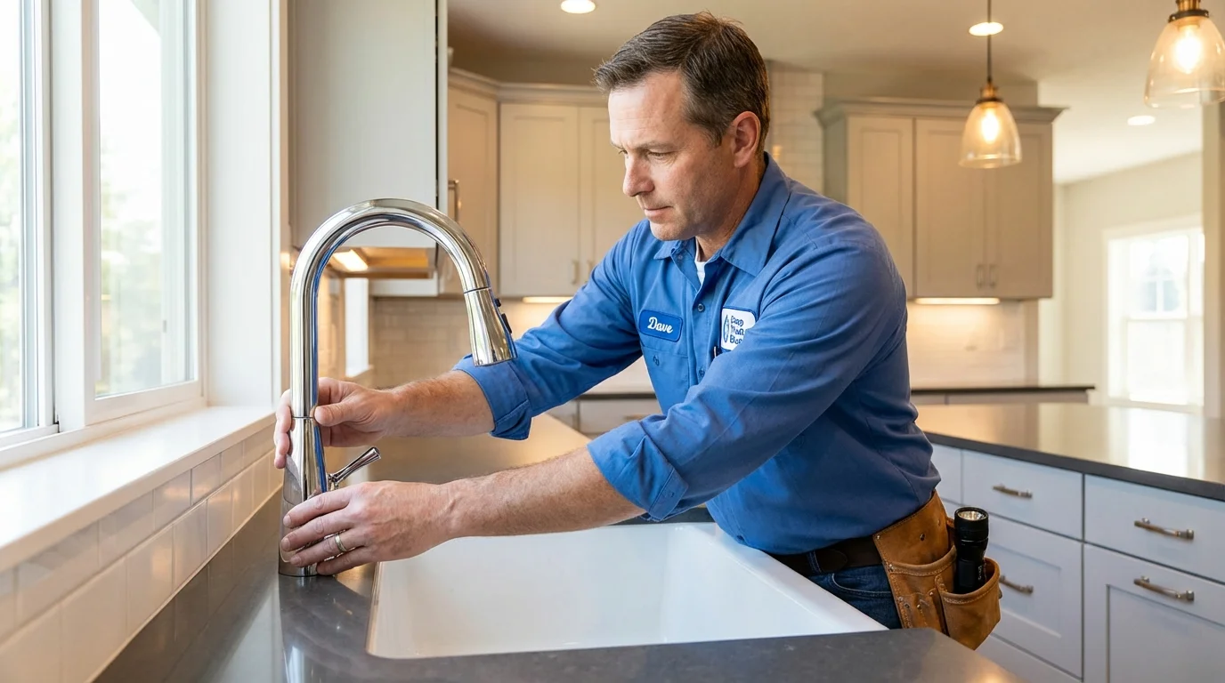 Kitchen faucet installation by Johns Plumbing LLC in Kennebunk