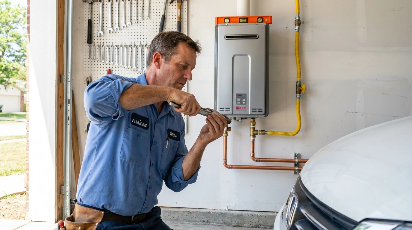 Tankless water heater installation by a Johns Plumbing LLC plumber in Kennebunk
